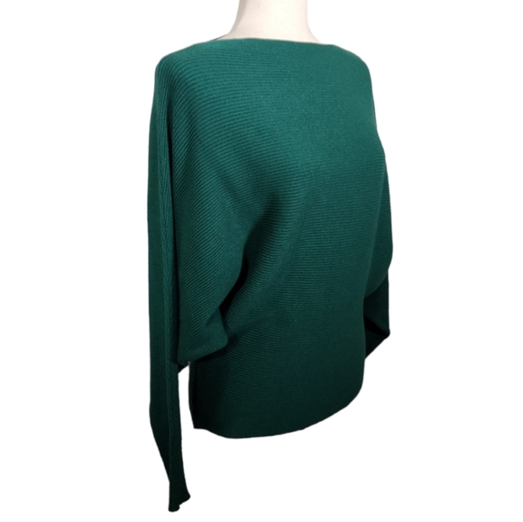 Makarthy Cashmere Blend Boat Neck Batwing Dolman Sleeve Sweater OS Forest Green - Picture 4 of 10
